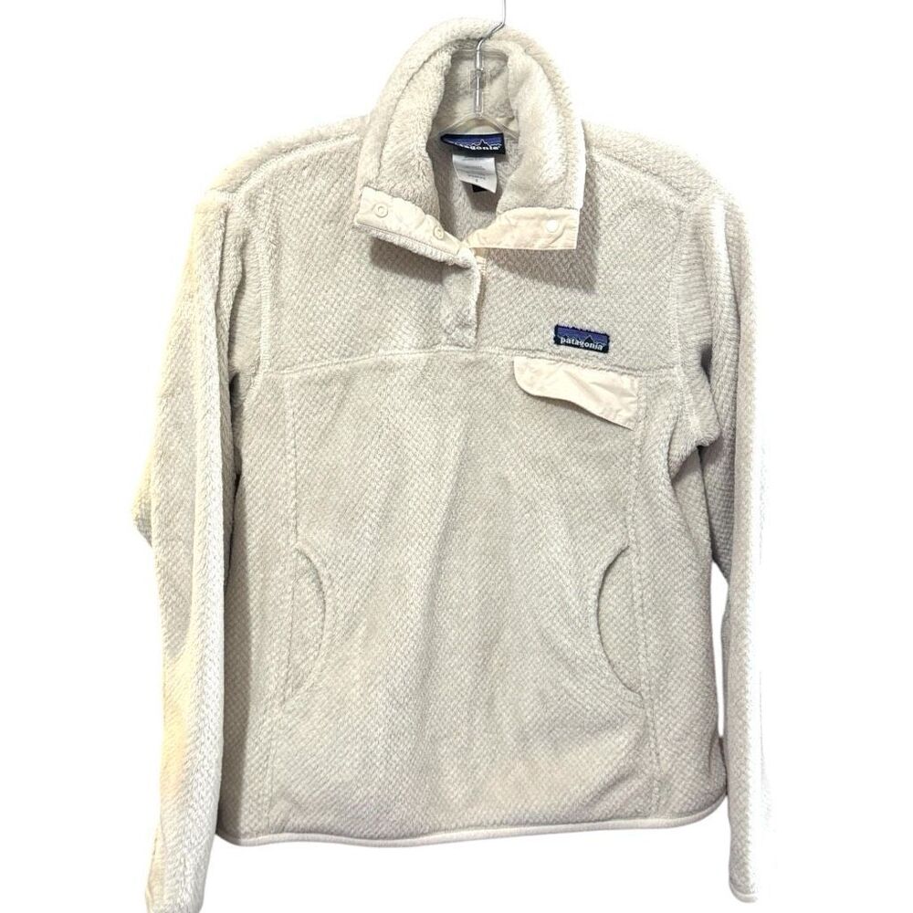 Patagonia Women's Synchilla Snap T-Button Pullover Fleece Jacket Cream Small